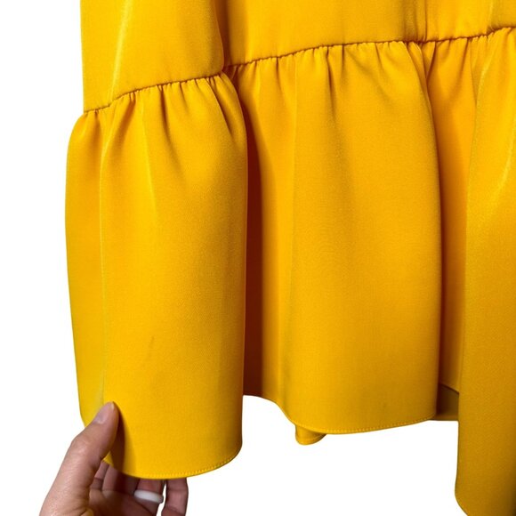 Gianni Bini Elena Ruffle Dress Size 6 Tuscany Flounce Hem Mustard Yellow New - Picture 6 of 11